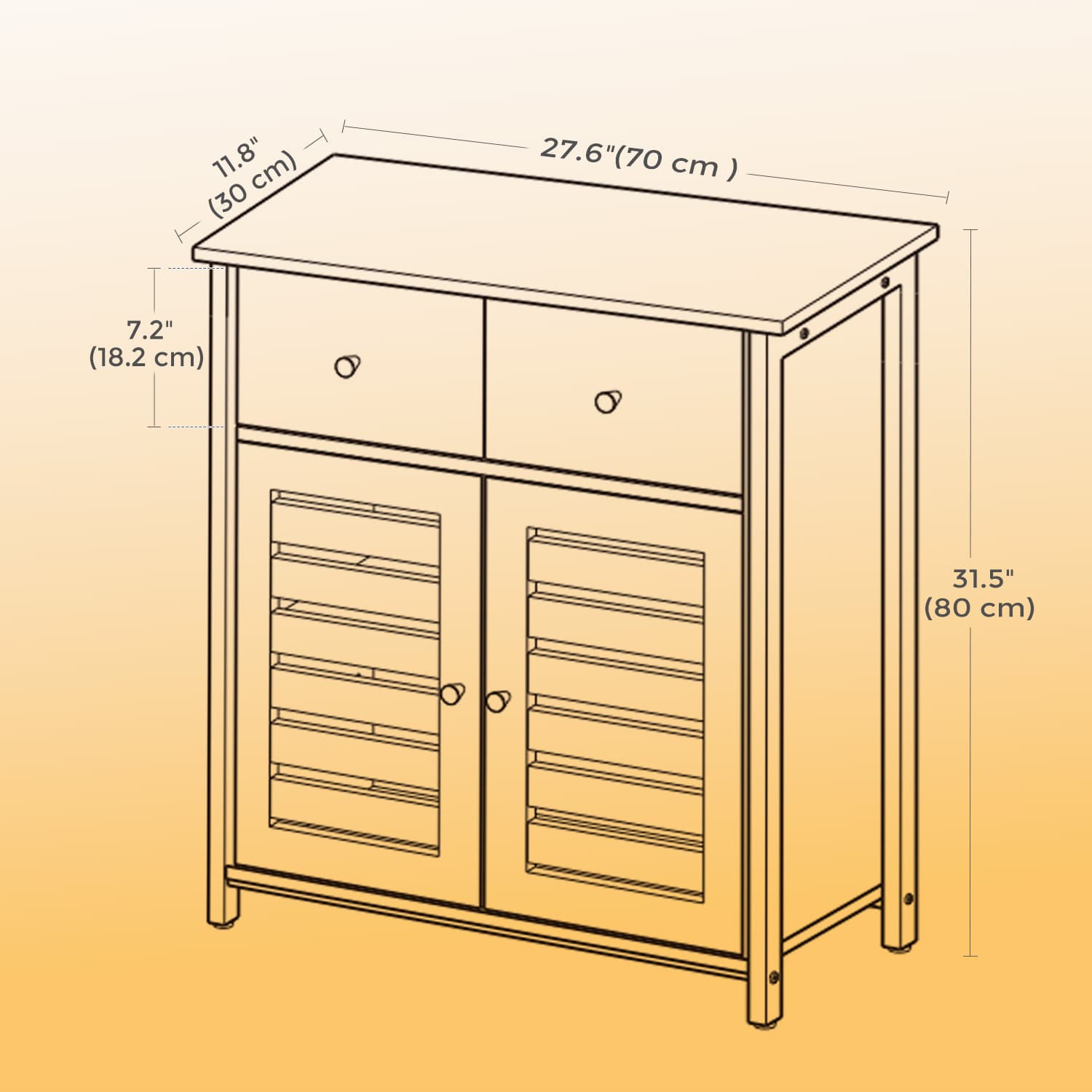 Storage Cabinet - Wood - Rustic Brown - Louvered Doors and Drawer