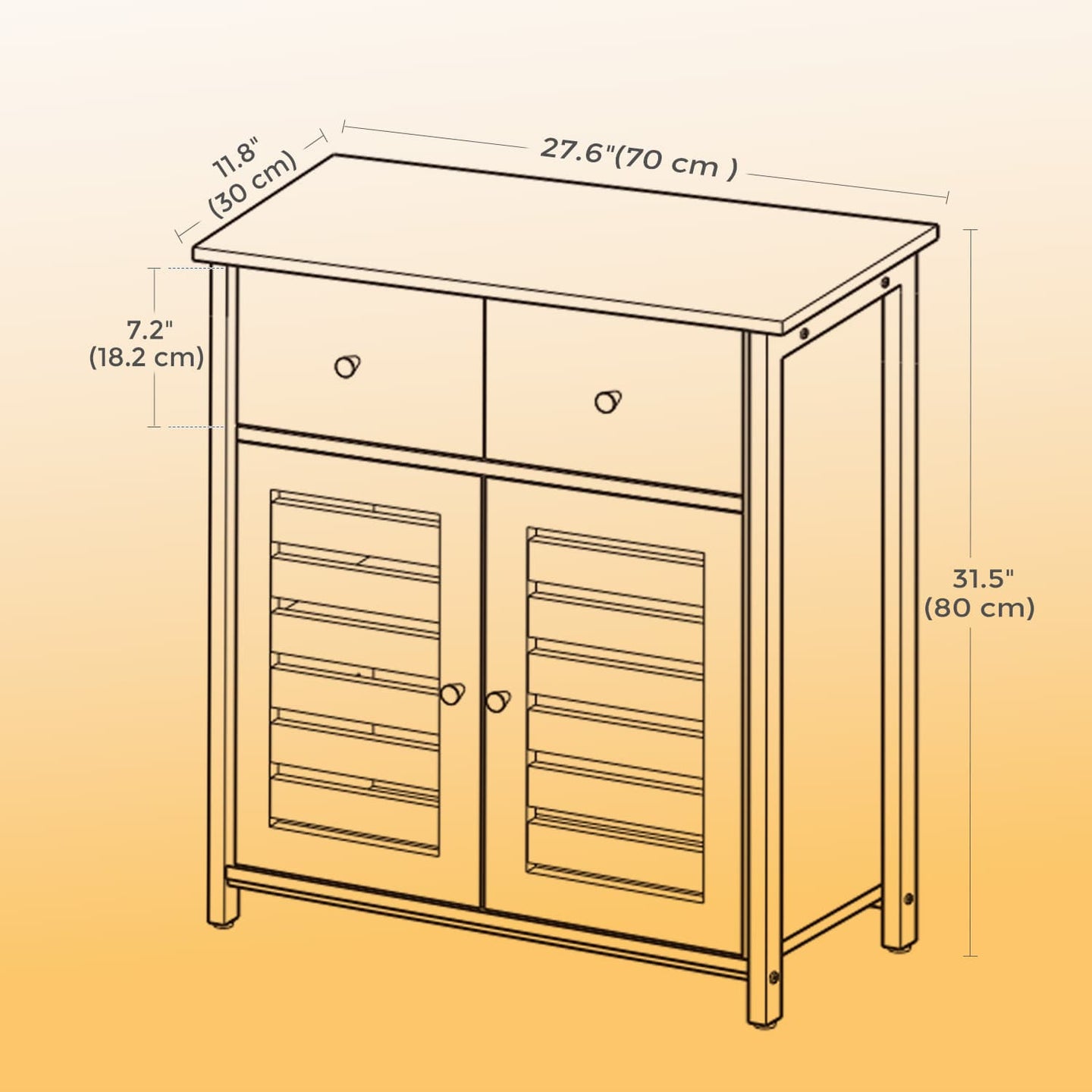 Storage Cabinet - Wood - Rustic Brown - Louvered Doors and Drawer