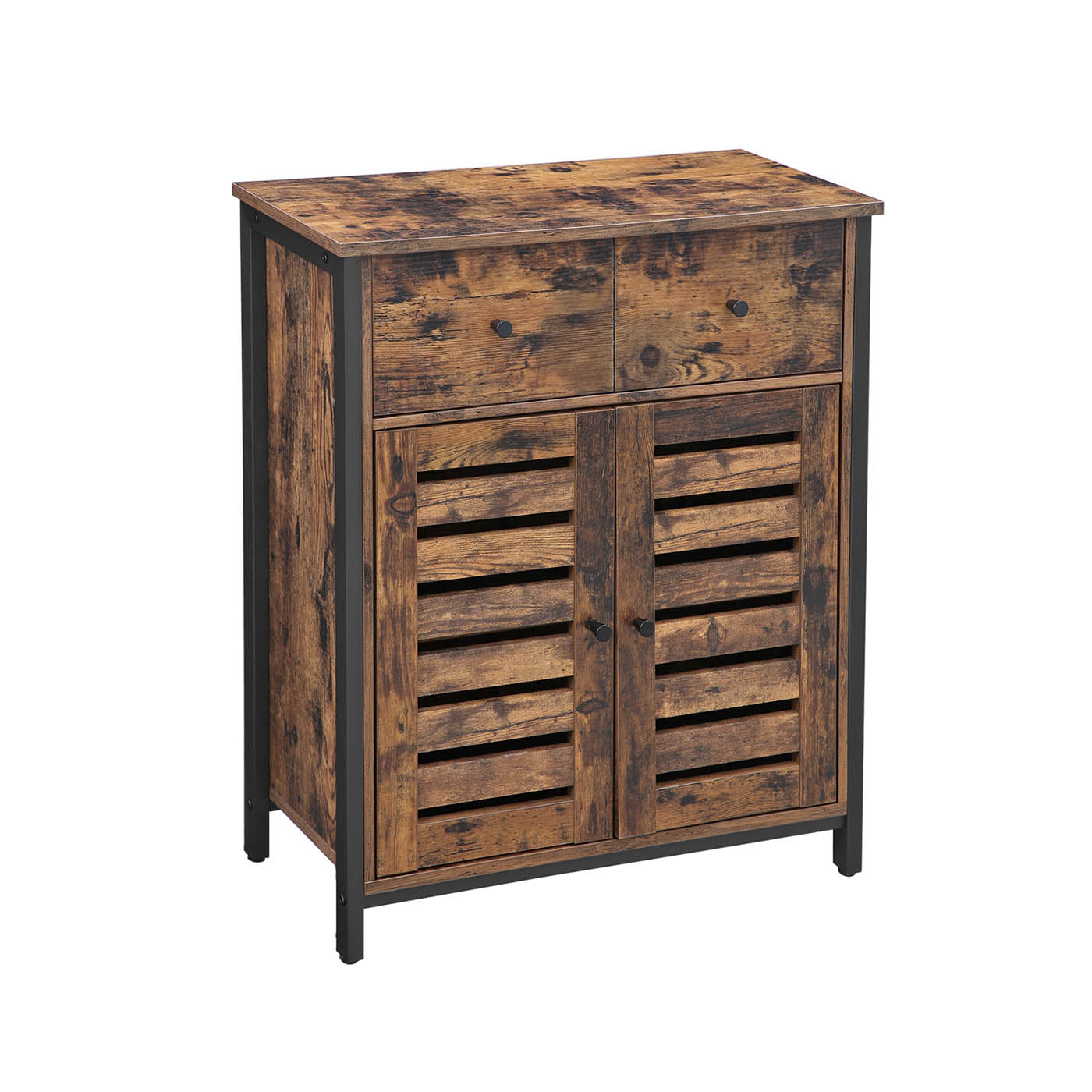 1 Drawer Floor Cabinet - Particleboard and Steel - Rustic Brown