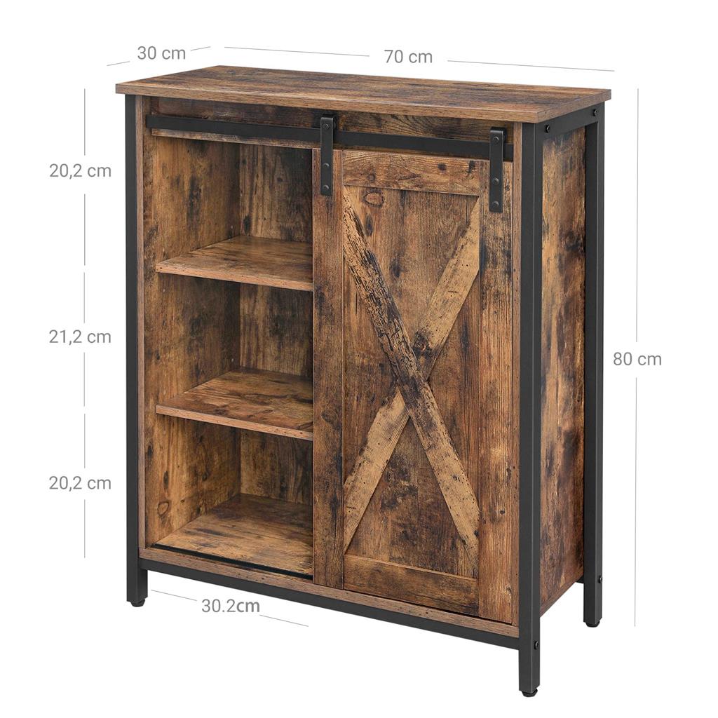Storage Cabinet - Steel - Rustic Brown and Black - Adjustable Shelves