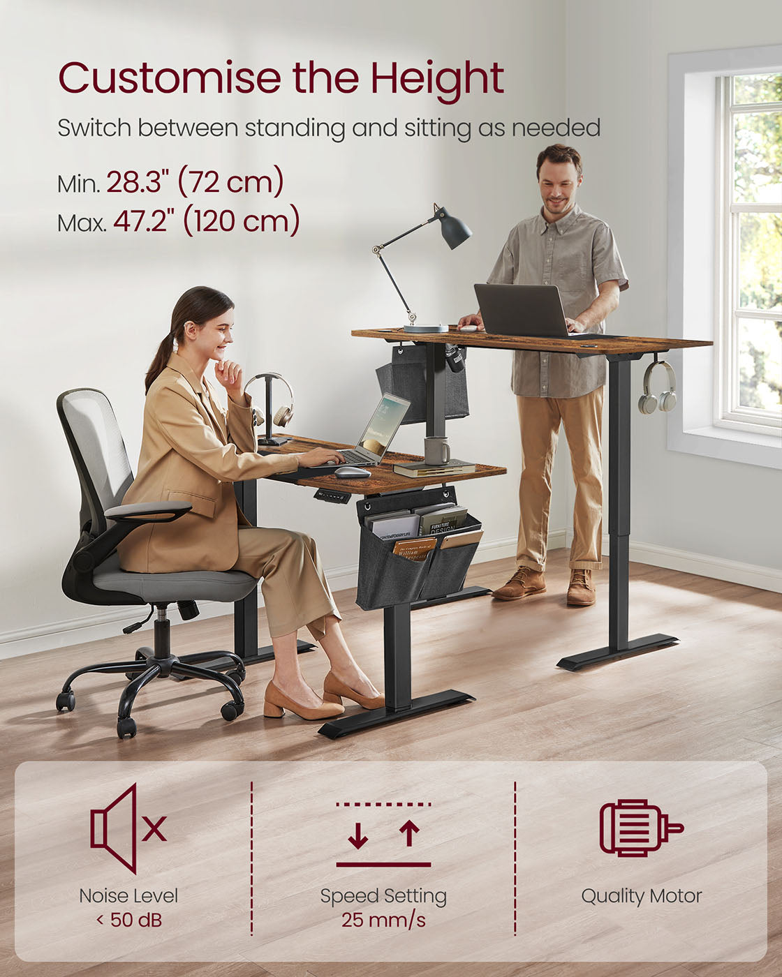 Electric Standing Desk - Steel - Modern Gray - Height Adjustable