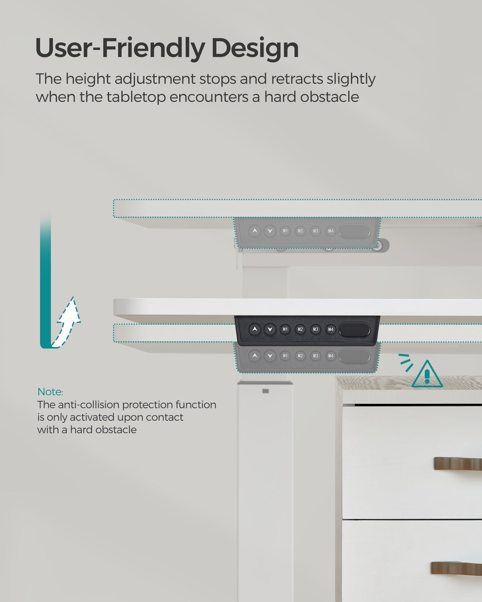 Height Adjustable Electric Desk - 4 Programmable Heights - Engineered Wood - Cloud White