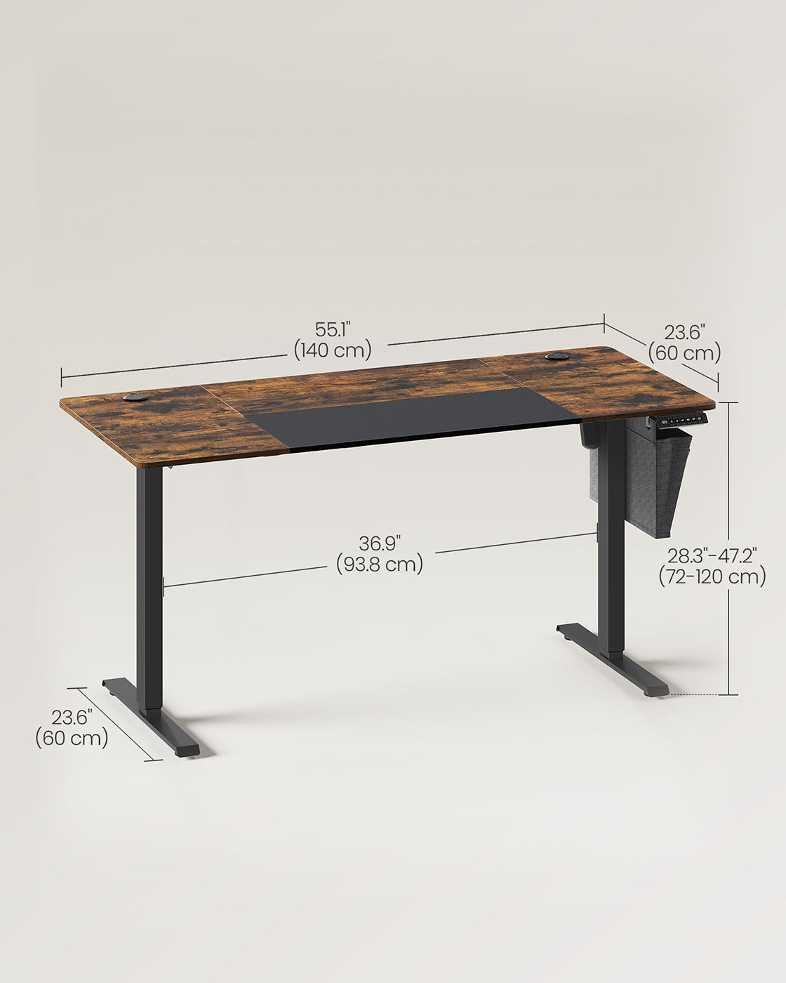 Height Adjustable Electric Standing Desk - Wood - Black - Ergonomic Design