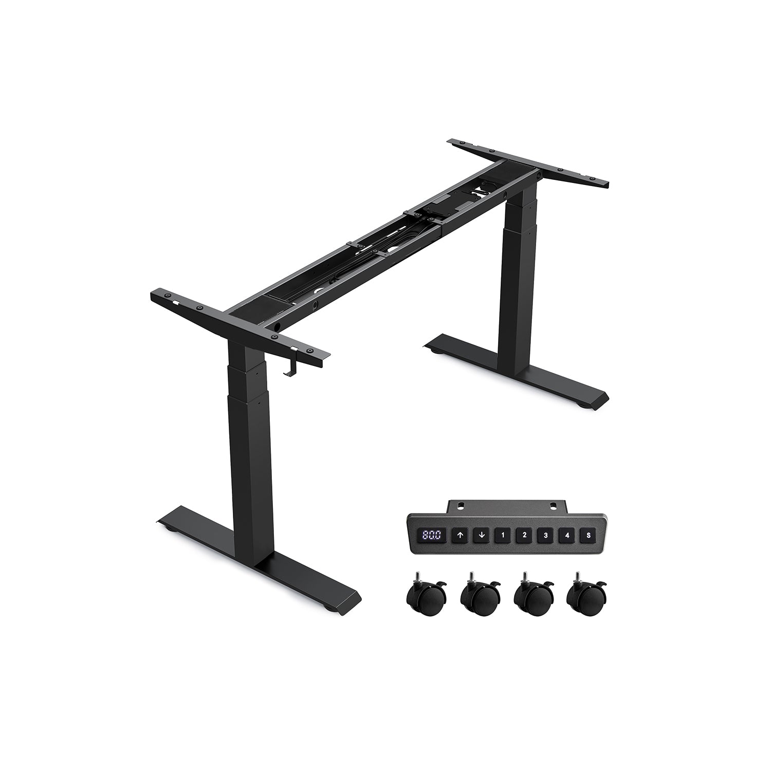 Electric Standing Desk Frame - Metal - Black - Height Adjustable with Double Motor and Memory Function