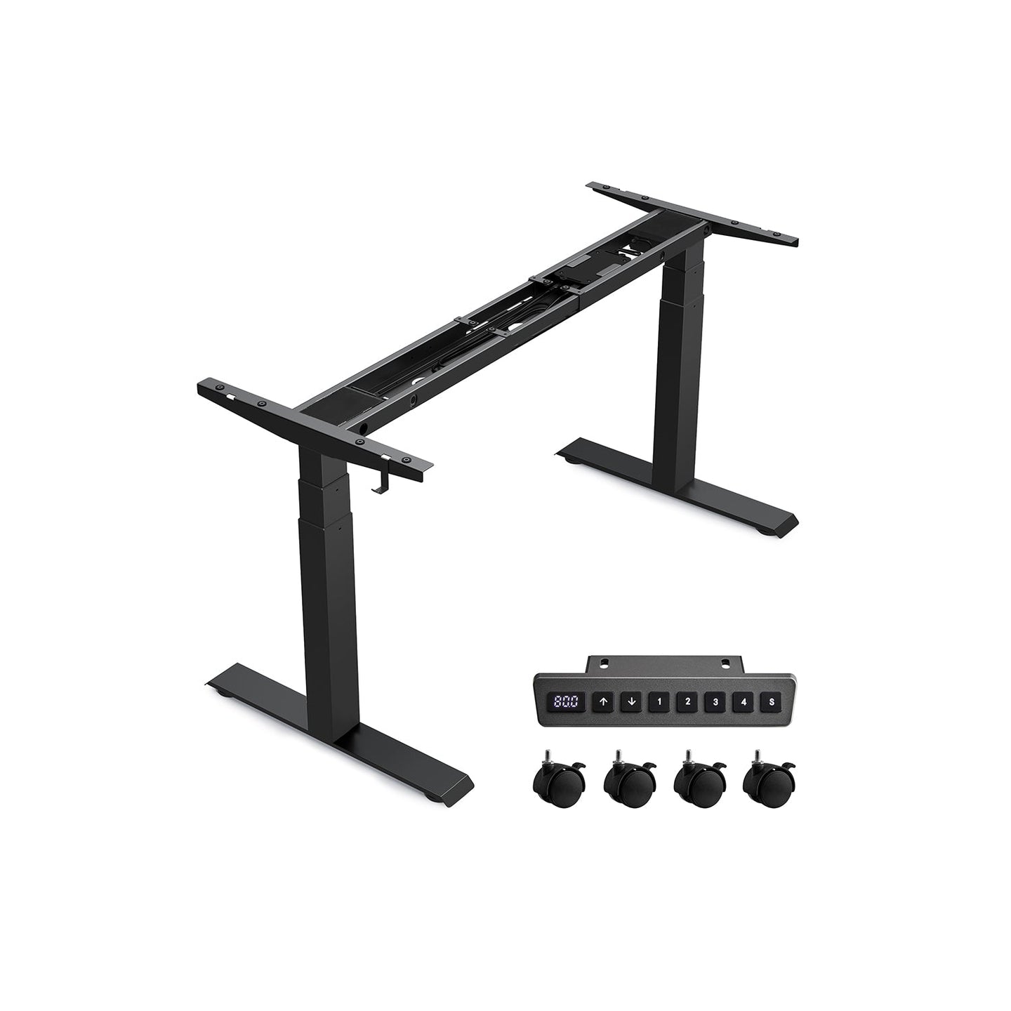 Electric Standing Desk Frame - Metal - Black - Height Adjustable with Double Motor and Memory Function