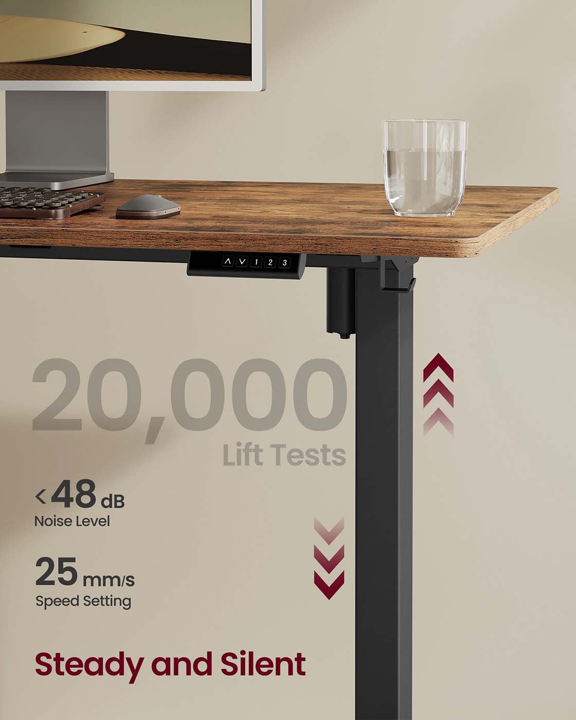 Electric Standing Desk Frame - Metal - Ink Black - Height Adjustable with Memory Function