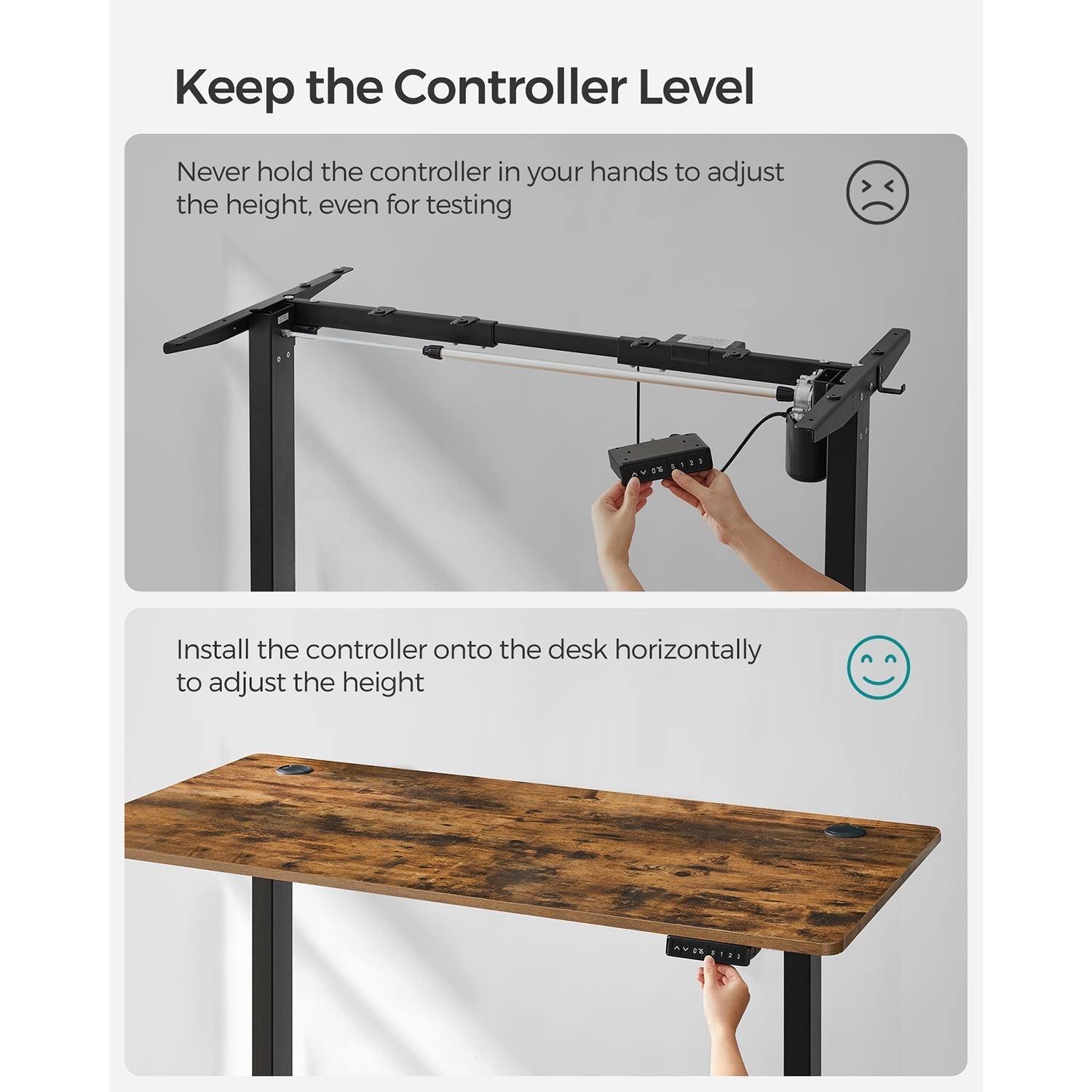 Height Adjustable Desk - Wood - Rustic Brown and Black - Electric with Memory Function