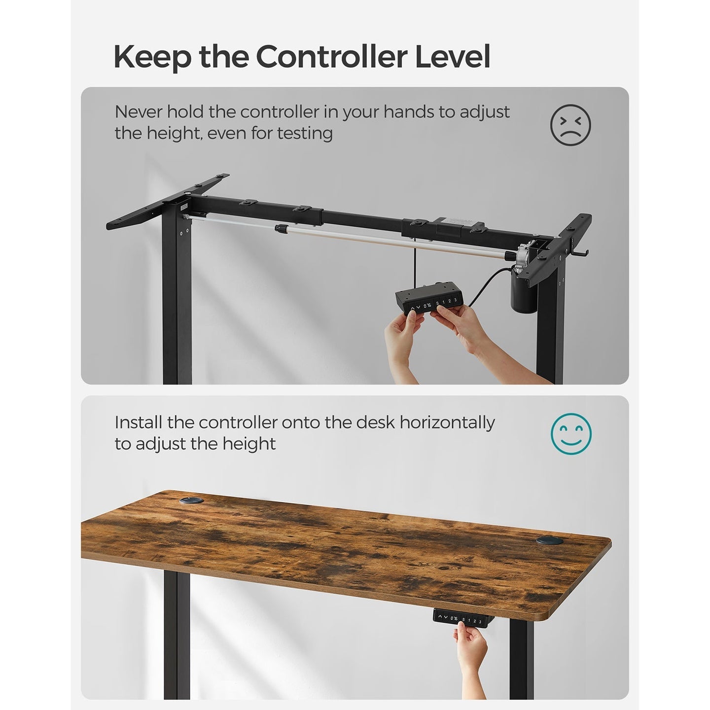 Height Adjustable Desk - Wood - Rustic Brown and Black - Electric with Memory Function