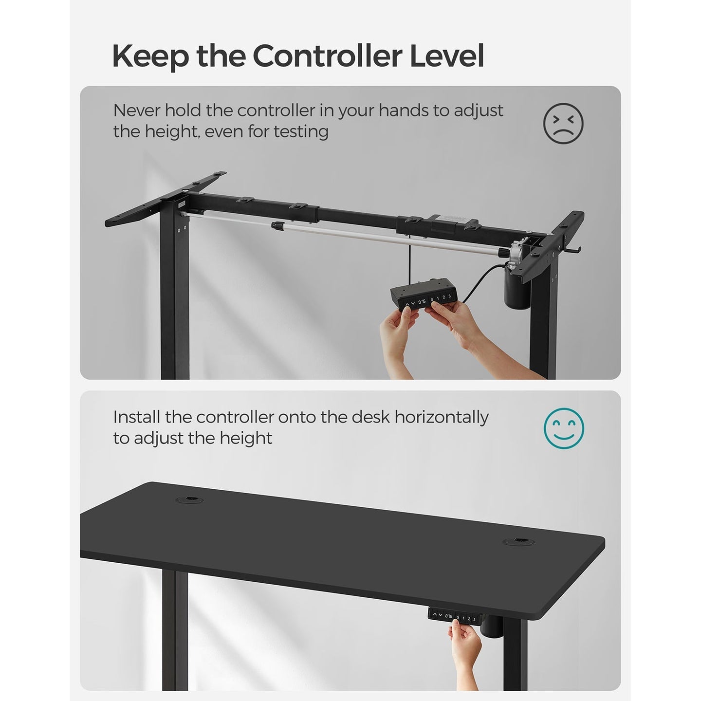 Height Adjustable Electric Standing Desk - Wood - Black - Memory Function with Continuous Height Adjustment