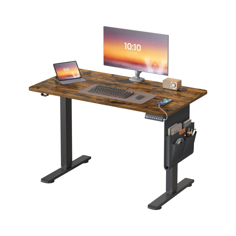 Height Adjustable Desk - Engineered Wood - Cloud White - Electric with 4 Memory Heights and Storage Pocket