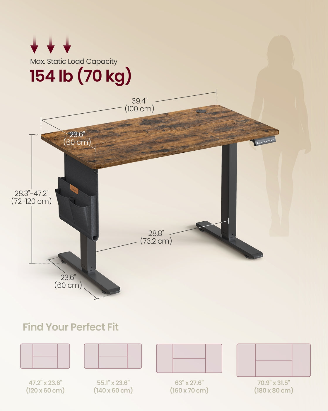 Height Adjustable Desk - Engineered Wood - Cloud White - Electric with 4 Memory Heights and Storage Pocket