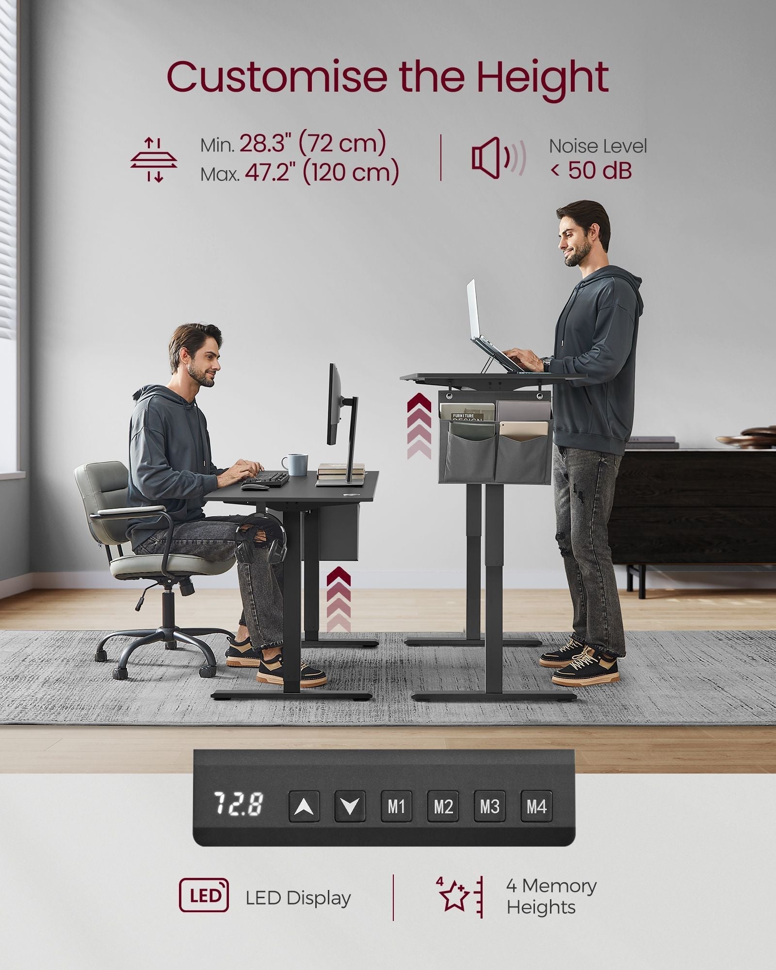 Height Adjustable Desk - Cloud White - Electric