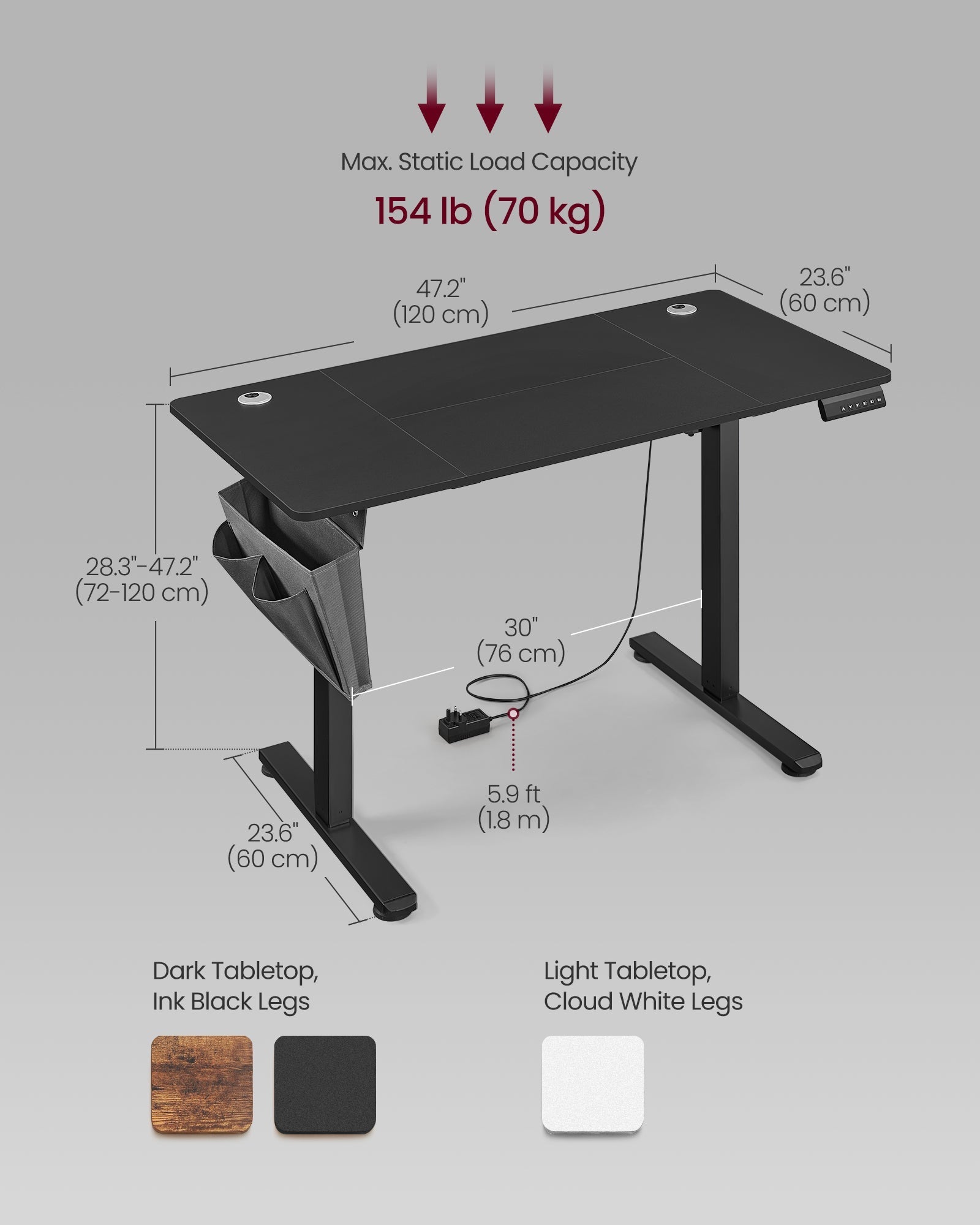 Height Adjustable Desk - Cloud White - Electric