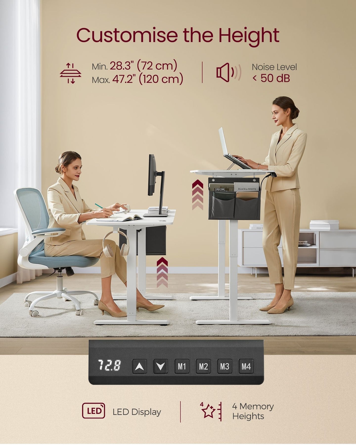 Height Adjustable Desk - Cloud White - Electric