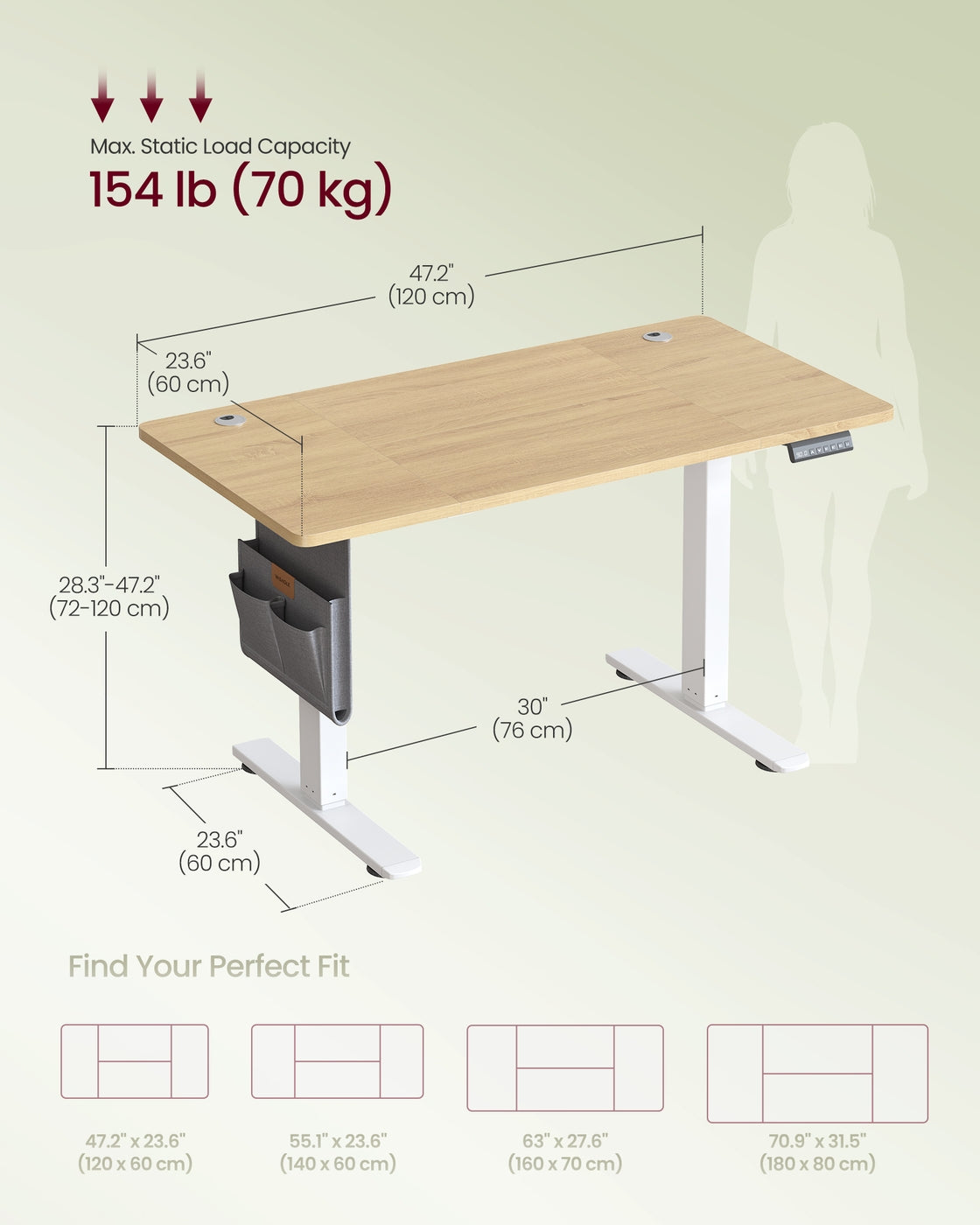 Electric Standing Desk - Metal - Cloud White - Height Adjustable with 4 Memory Heights and Storage Pocket