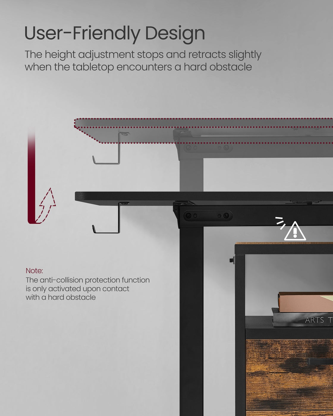 Height Adjustable Desk - Engineered Wood - Cloud White - Electric with 4 Memory Heights and Storage Pocket