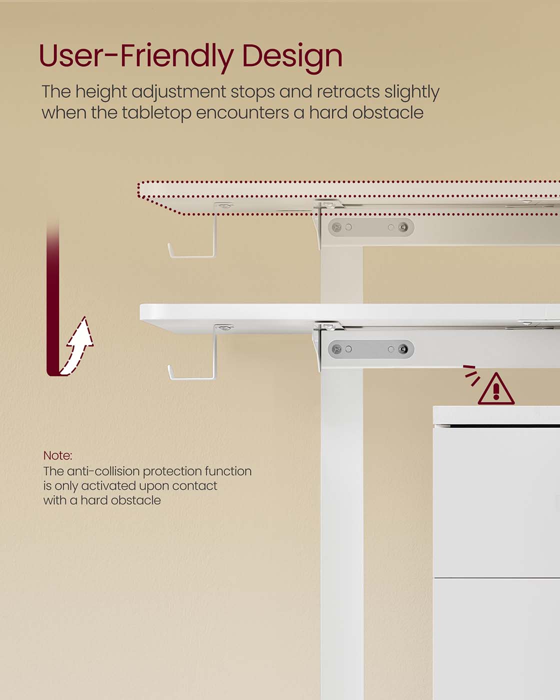 Height Adjustable Desk - Engineered Wood - Cloud White - Electric with 4 Memory Heights and Storage Pocket
