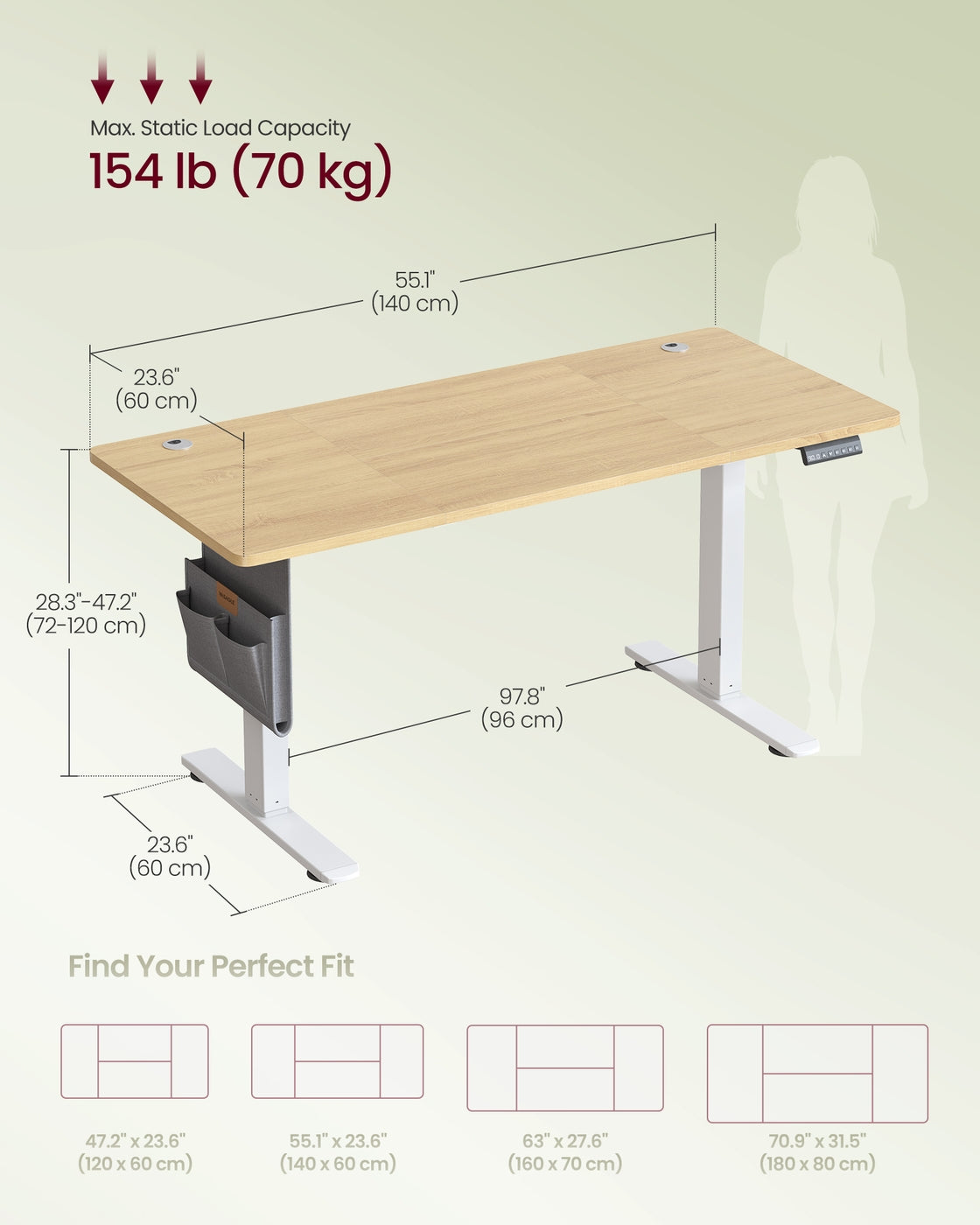 Electric Standing Desk - Metal - Cloud White - Height Adjustable with 4 Memory Heights and Storage Pocket