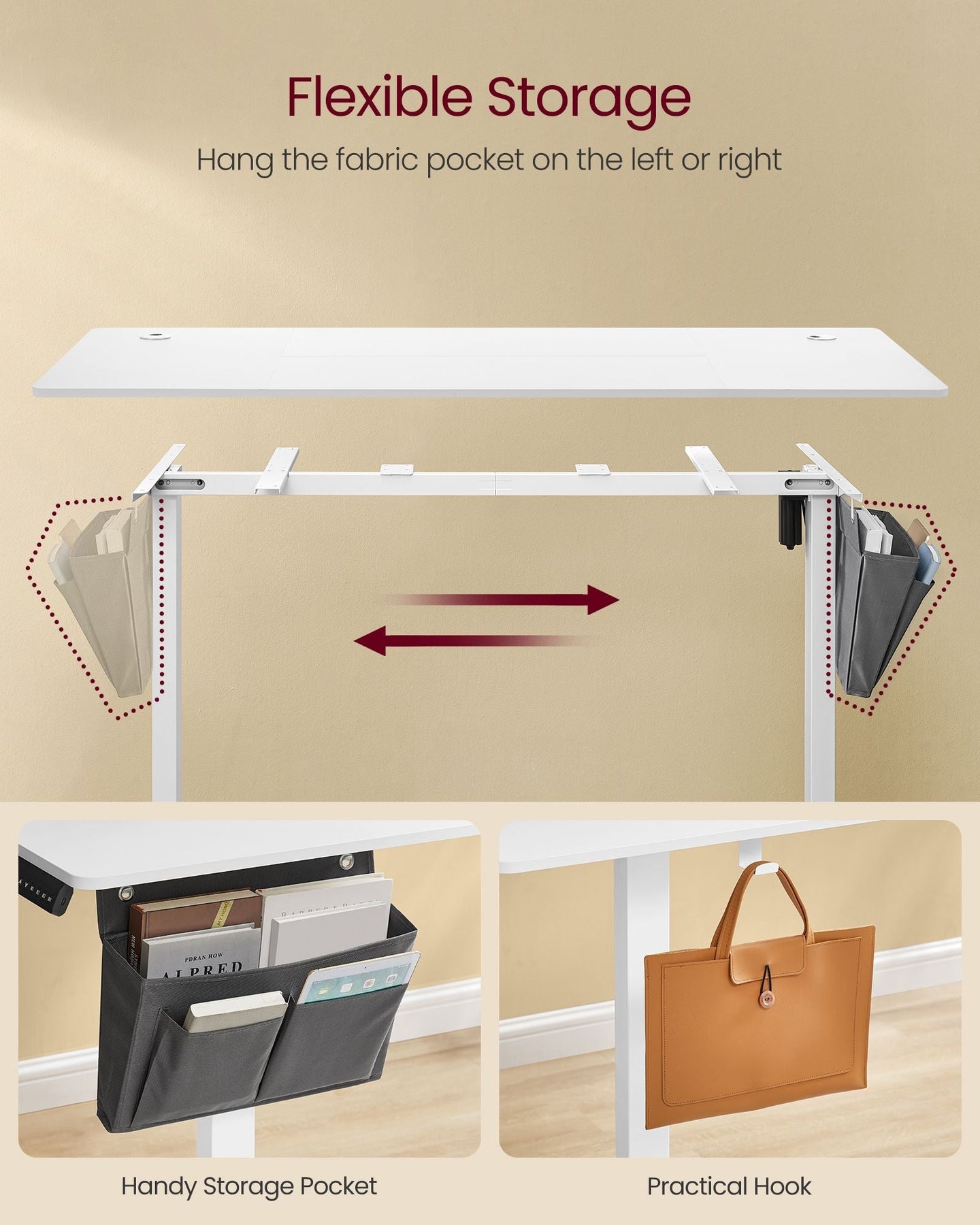 Height Adjustable Electric Desk - Engineered Wood - Cloud White - 4 Memory Heights