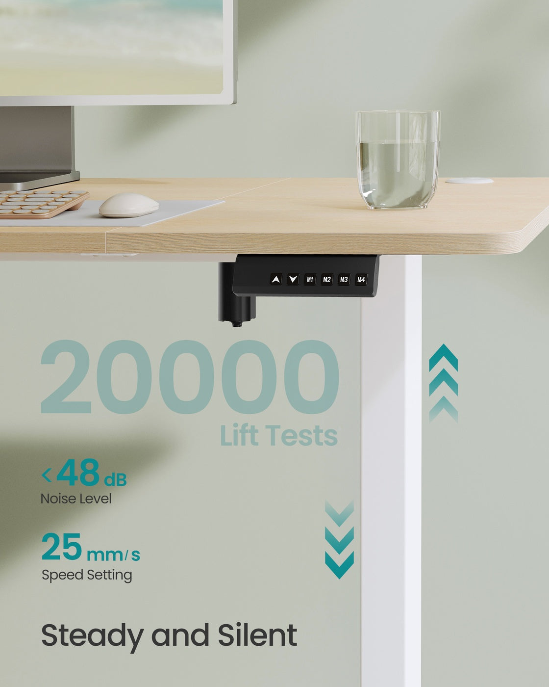 Electric Standing Desk - Engineered Wood - Cloud White - Height Adjustable with 4 Memory Settings