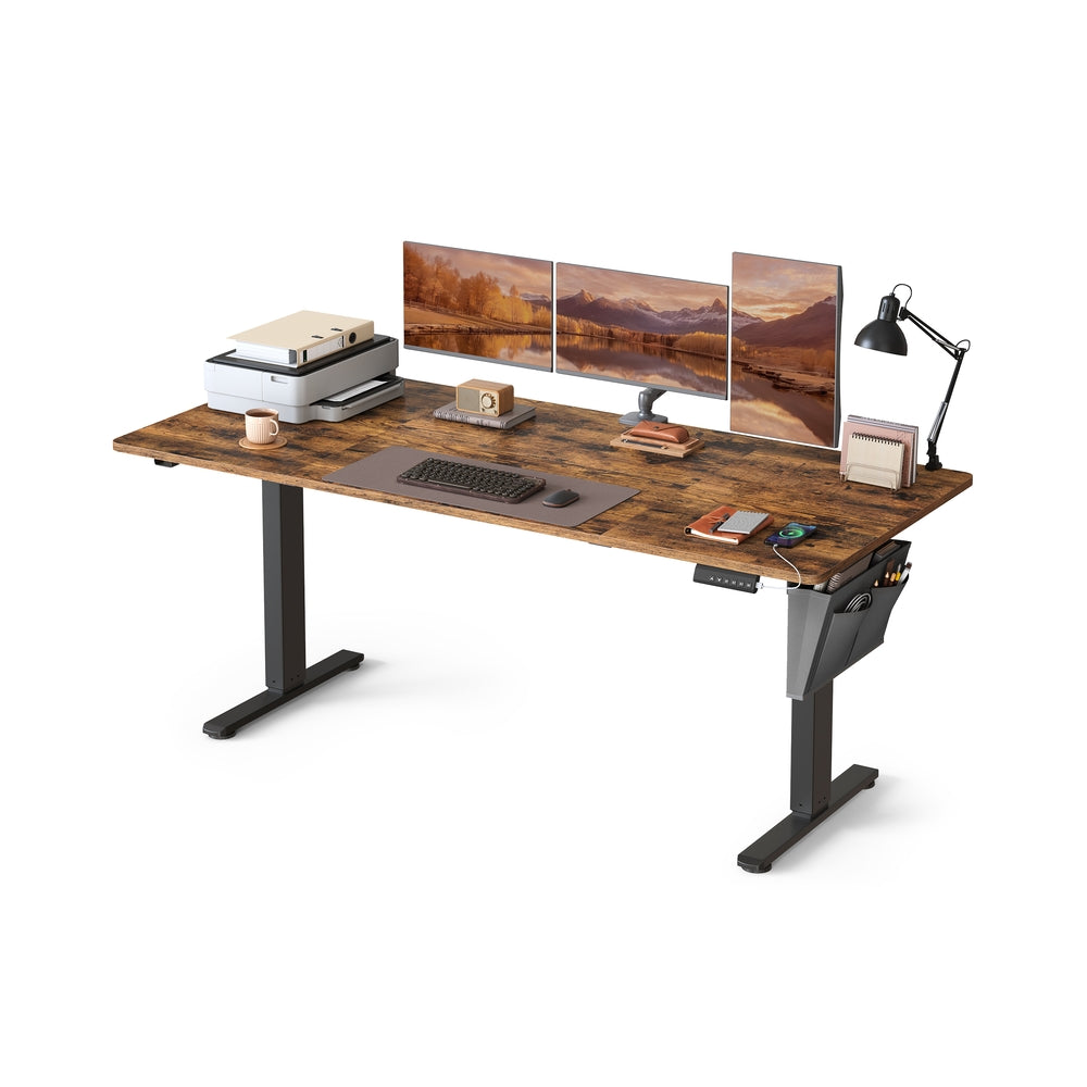 Electric Standing Desk - Engineered Wood - Cloud White - Height Adjustable with 4 Memory Settings and Storage Pocket