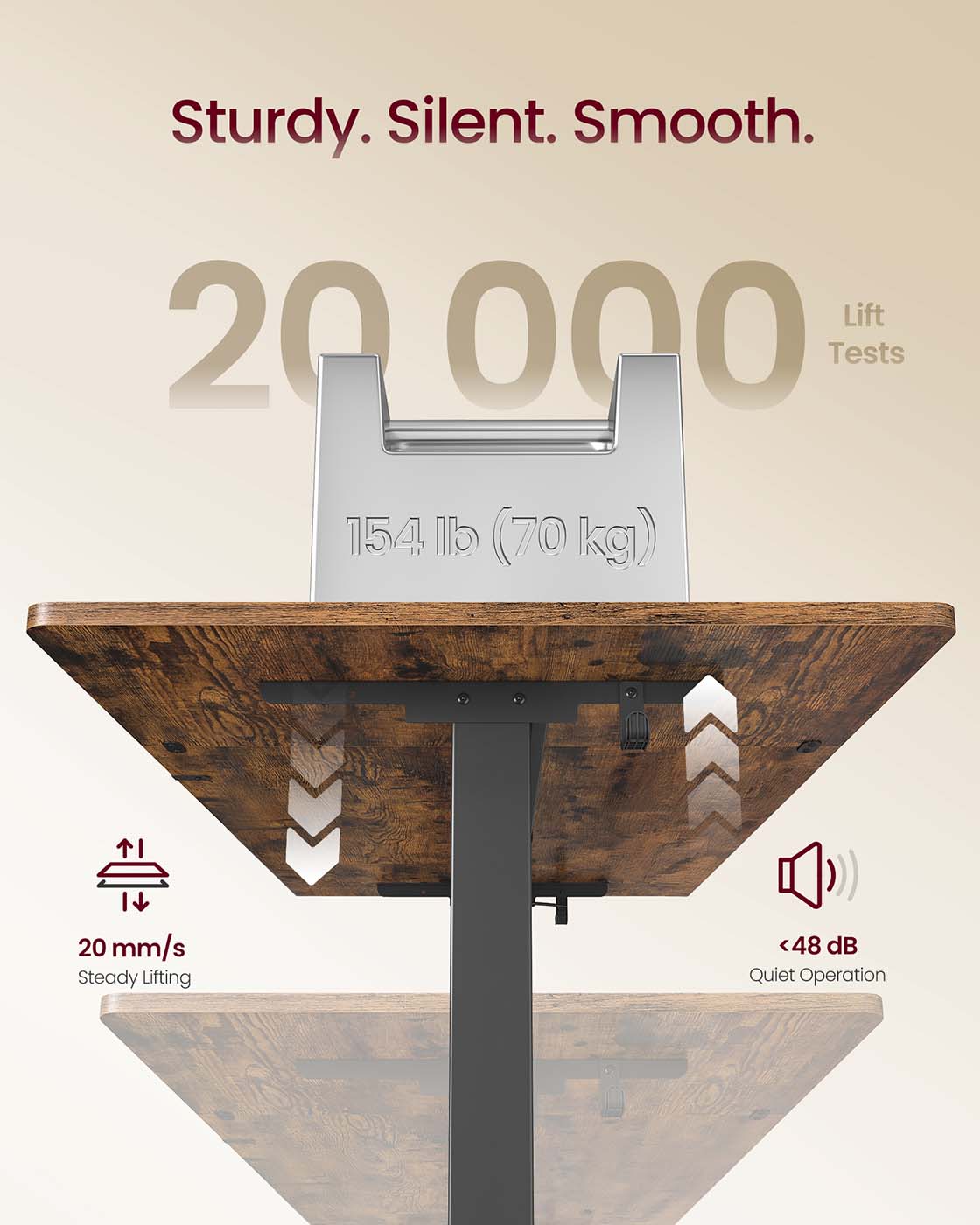 Electric Standing Desk - Wood - Rustic Brown - Height Adjustable with Built-in Drawer and Monitor Stand