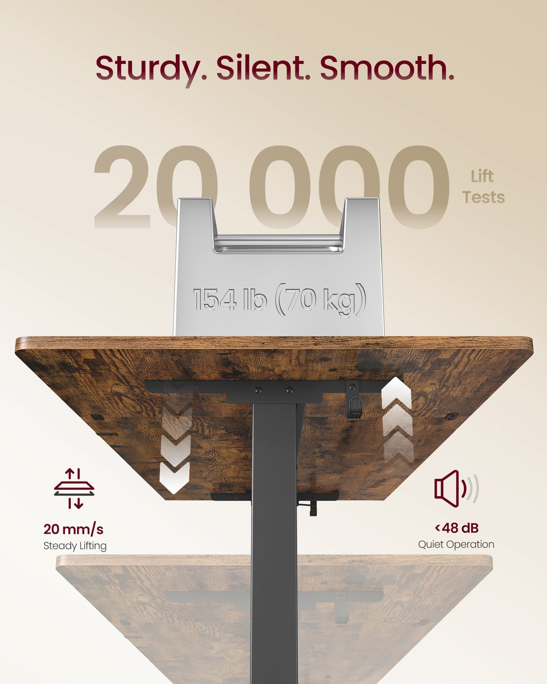 Electric Standing Desk - Wood - Rustic Brown - Height Adjustable with Monitor Stand and USB-C Port