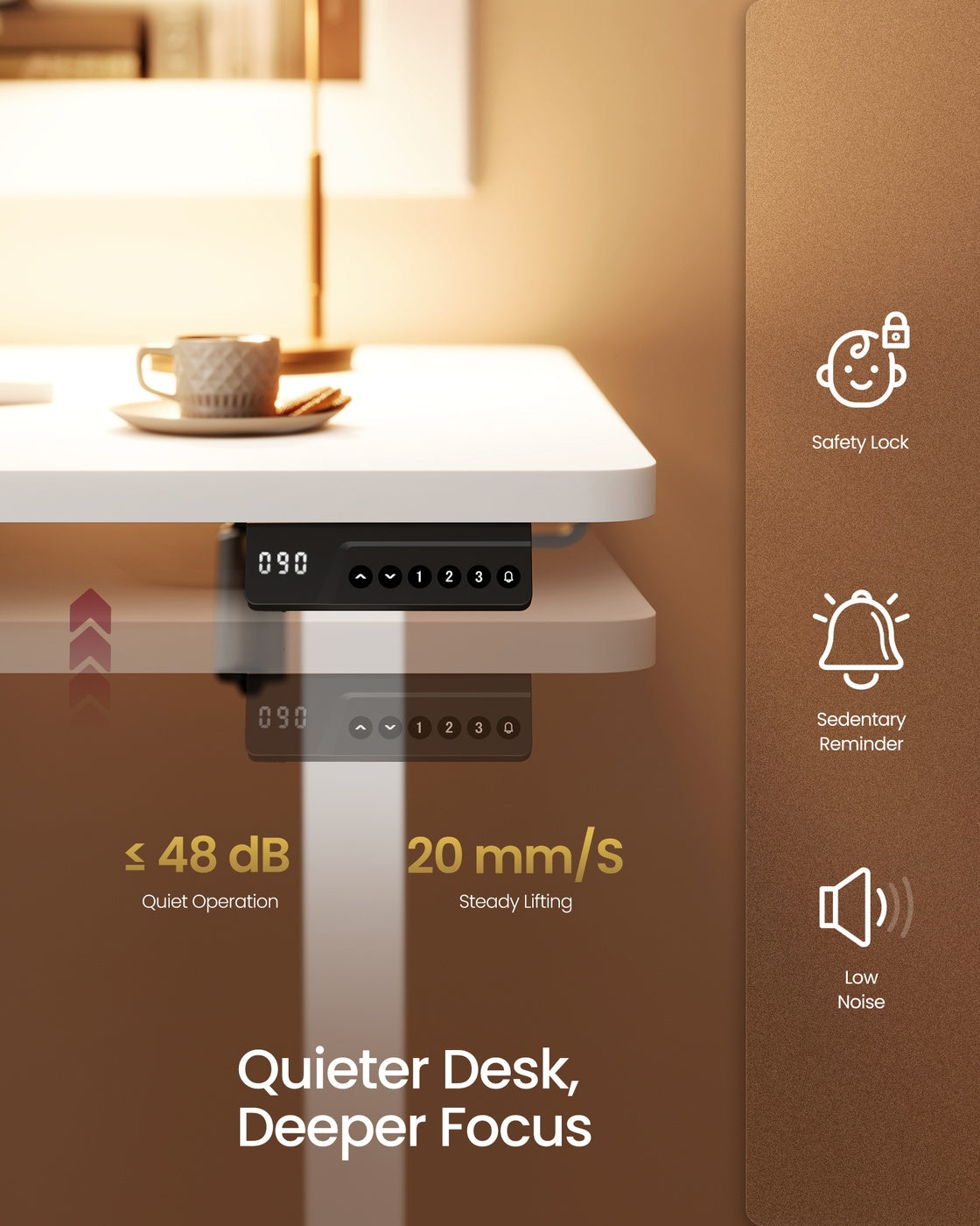Standing Desk - Electric Height-Adjustable - White - 80 x 50 x 72-120 cm