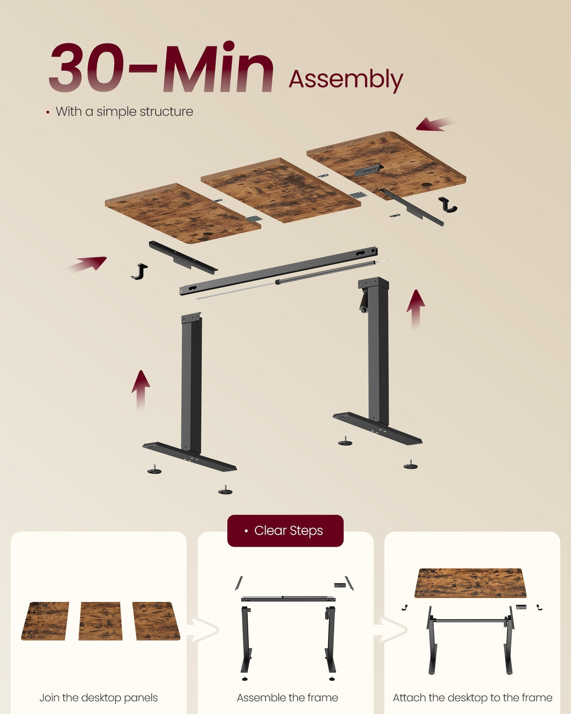 Electric Standing Desk - 120 x 60 cm - Steel - Height Adjustable