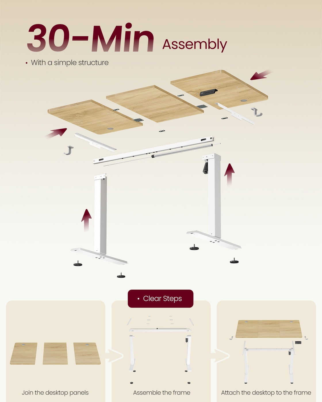 Electric Standing Desk - 120 x 60 - Steel - Height Adjustable