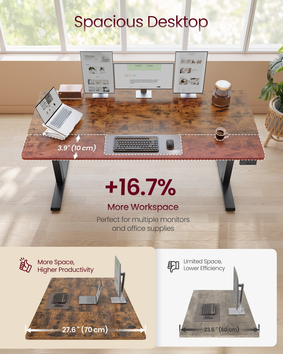 Electric Standing Desk - 160 x 70 - Steel - Height Adjustable