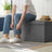 Storage Ottoman - Linen-Look Fabric - Dark Grey - 80L Capacity