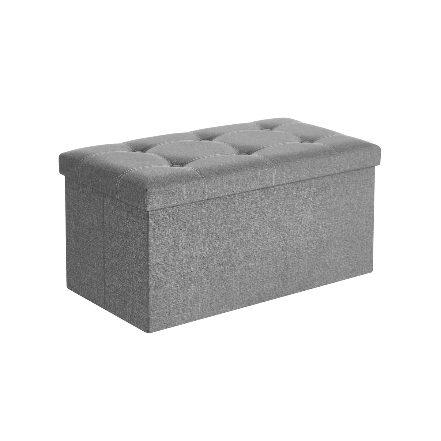 Storage Ottoman - Linen-Look Fabric - Light Grey - 80L Capacity