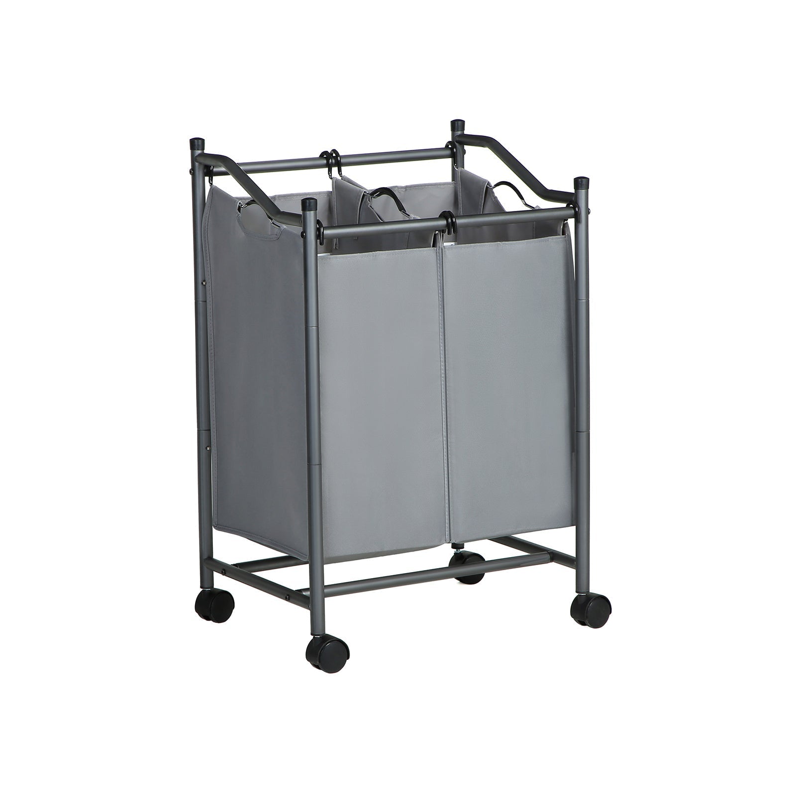 Laundry Cart - Fabric - Gray - Sturdy Design with 2 Removable Bags