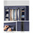 Fabric Wardrobe - Canvas - Navy Blue - 12 Shelves and Clothes Hanging Rail