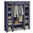 Fabric Wardrobe - Canvas - Navy Blue - 12 Shelves and Clothes Hanging Rail