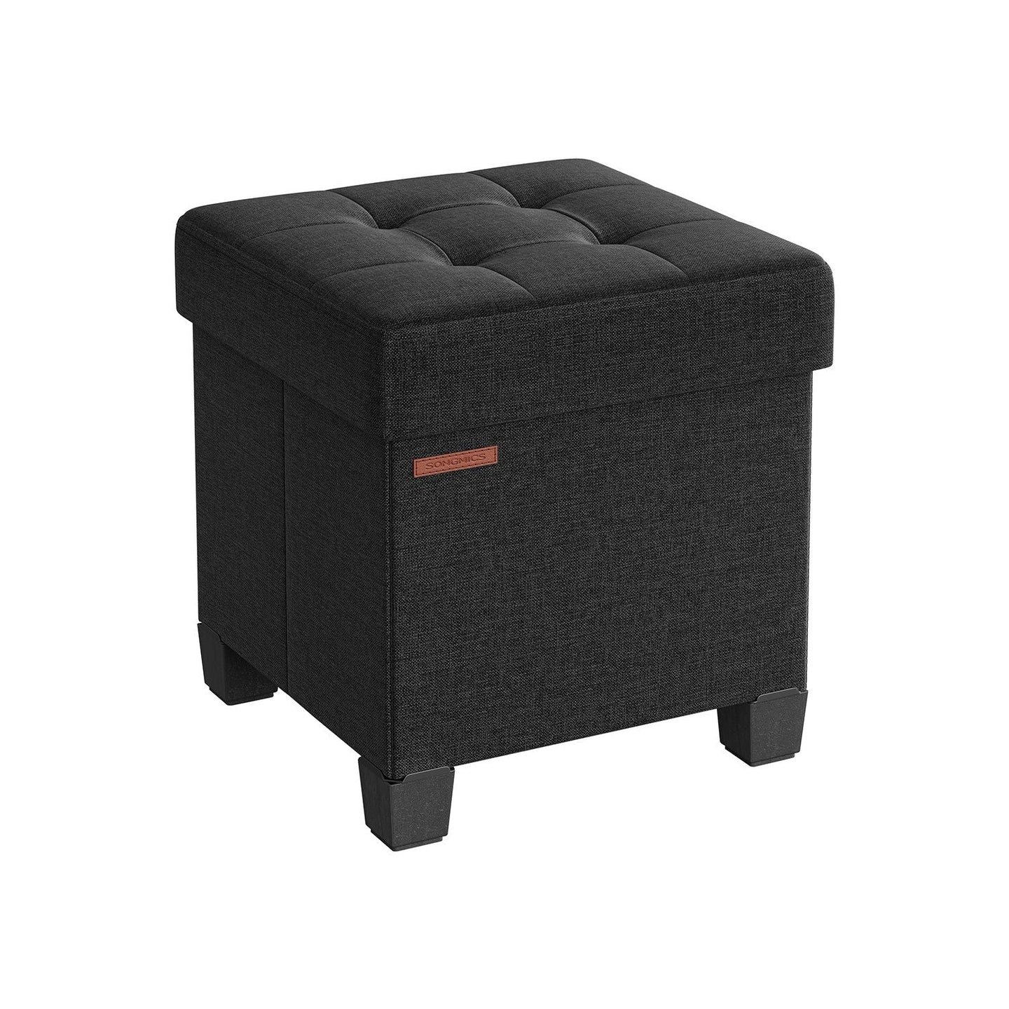 Foldable Storage Ottoman - Weight Capacity 300 kg - Fabric - Ink Black