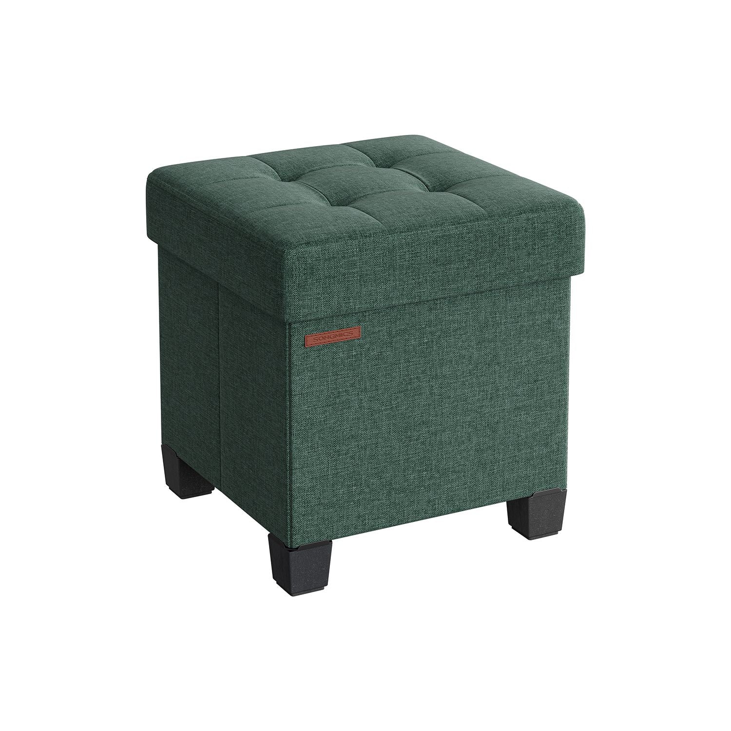 Foldable Storage Ottoman - Fabric - Retro Green
