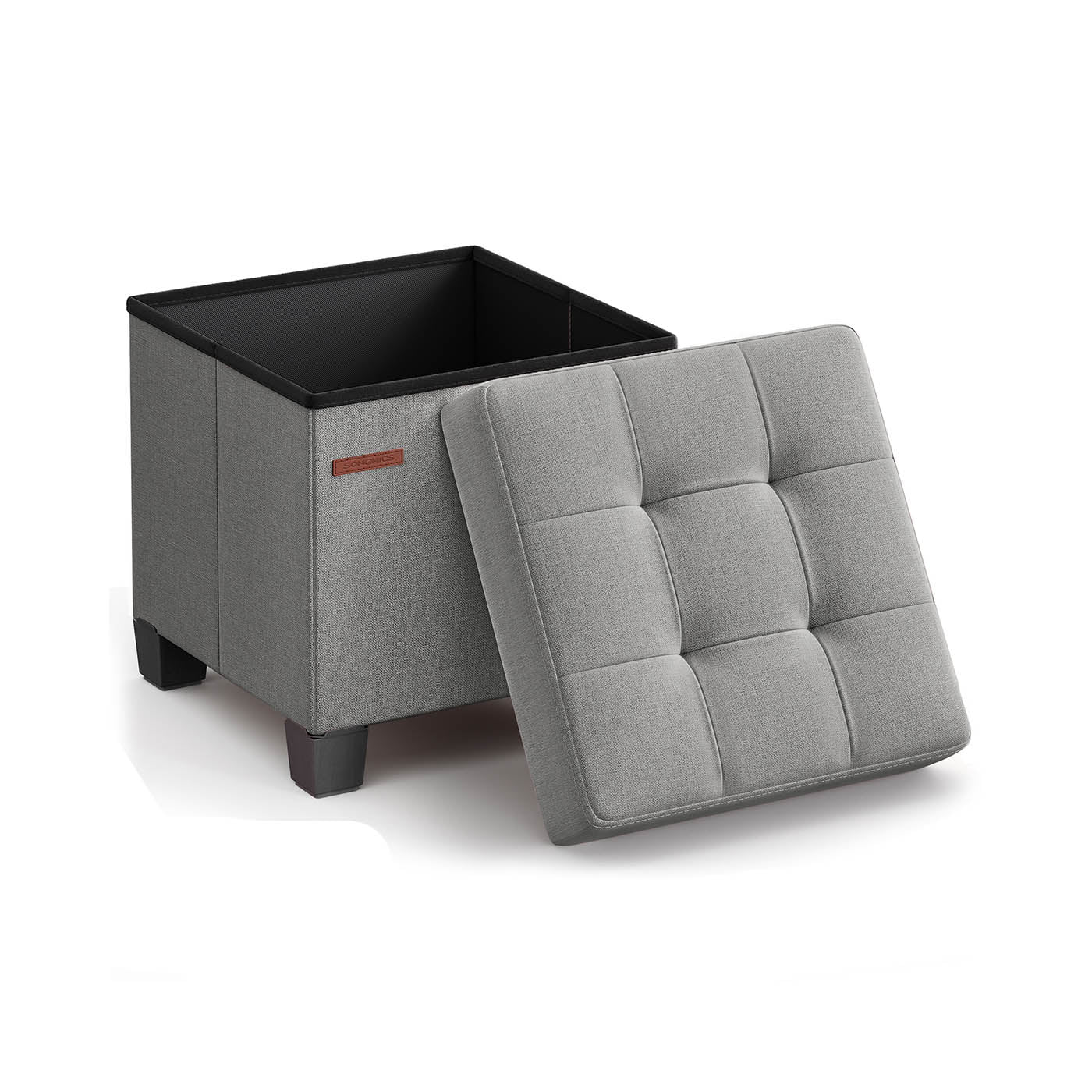Foldable Storage Ottoman - Fabric - Dove Grey - Compact Foot Rest with High Load Capacity