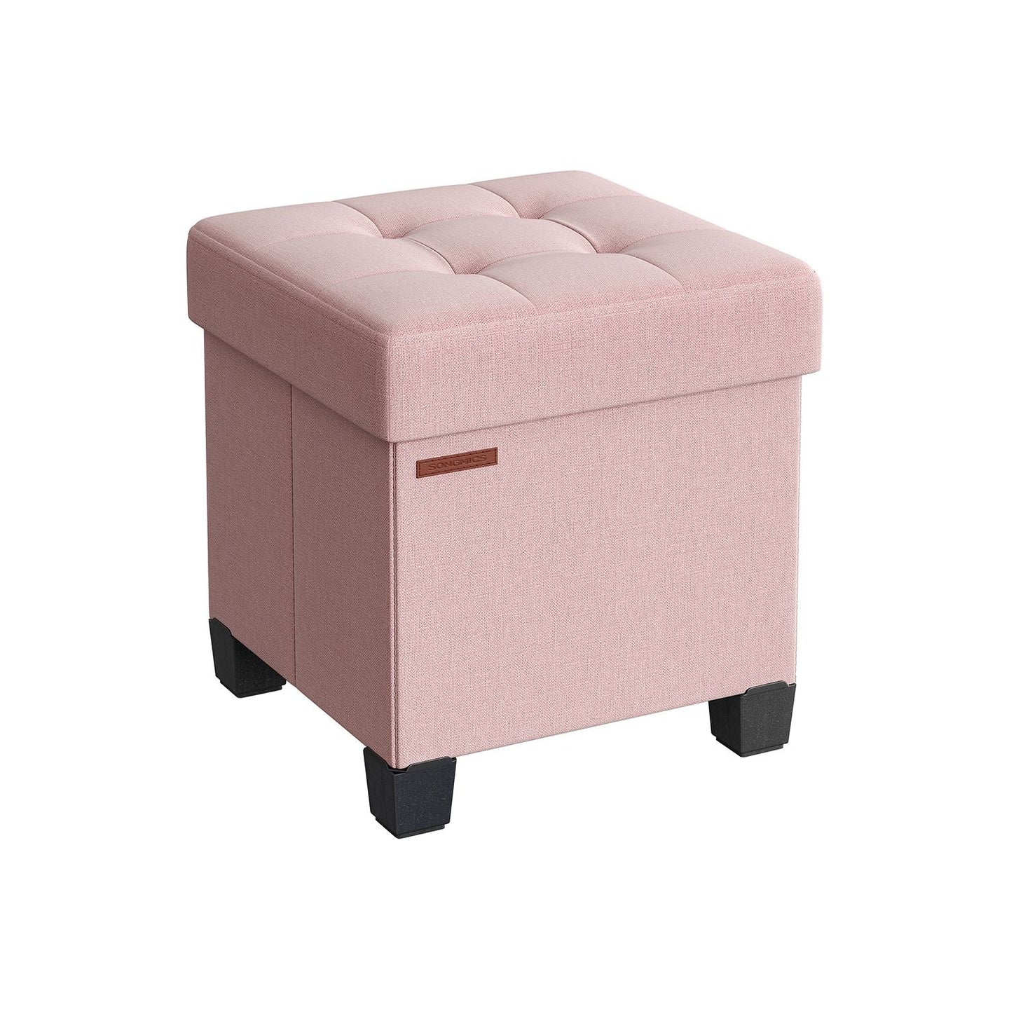 Foldable Storage Ottoman - Weight Capacity 300 kg - Fabric - Jelly Pink