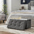 Storage Ottoman - Padded Fabric - Dark Grey - Foldable with Solid Wood Feet