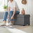 Storage Ottoman - Padded Fabric - Dark Grey - Foldable with Solid Wood Feet