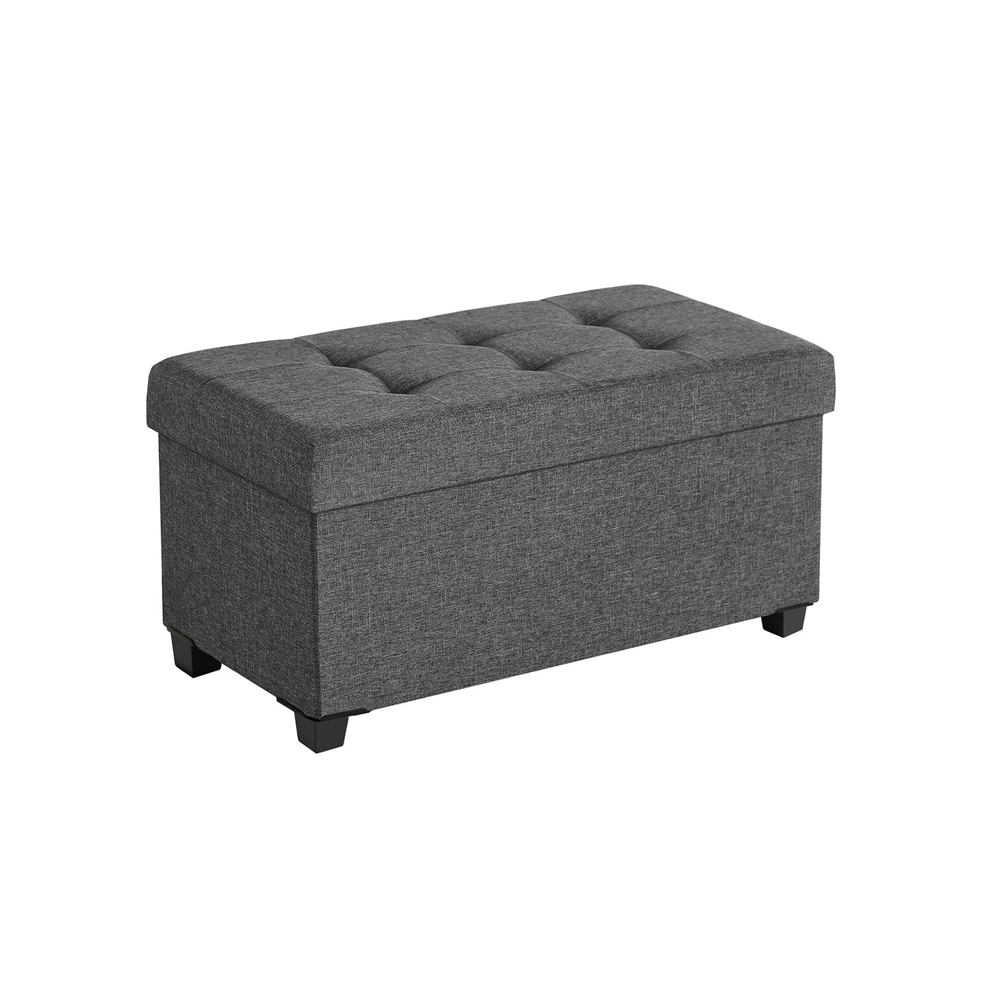 Foldable Storage Ottoman Bench - Fabric - Dark Grey - Multi-functional with Ample Storage