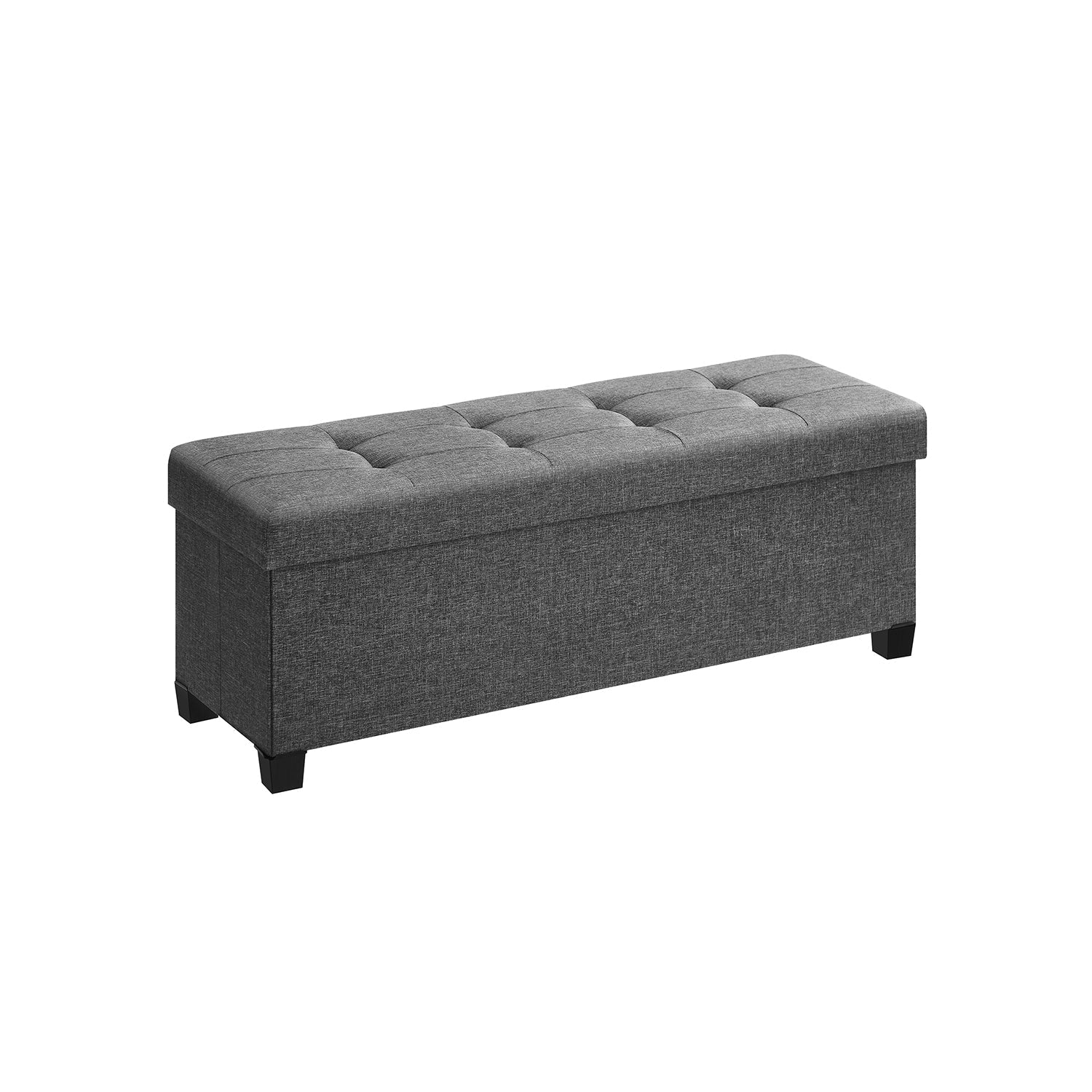 Foldable Storage Ottoman Bench - Fabric - Dark Grey - Versatile Footrest with Storage