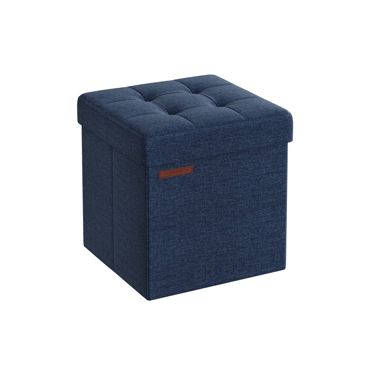 Foldable Storage Ottoman - 40L Capacity - Padded Fabric - Midnight Blue