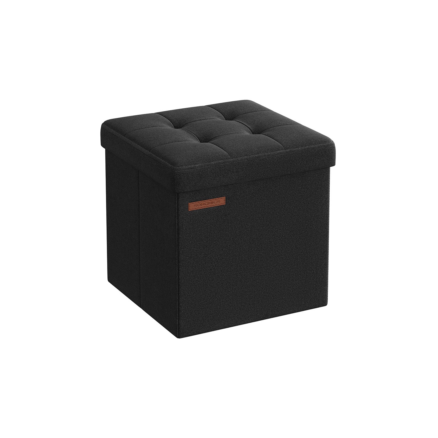 Foldable Storage Ottoman - Fabric - Ink Black - Versatile Use as Bench