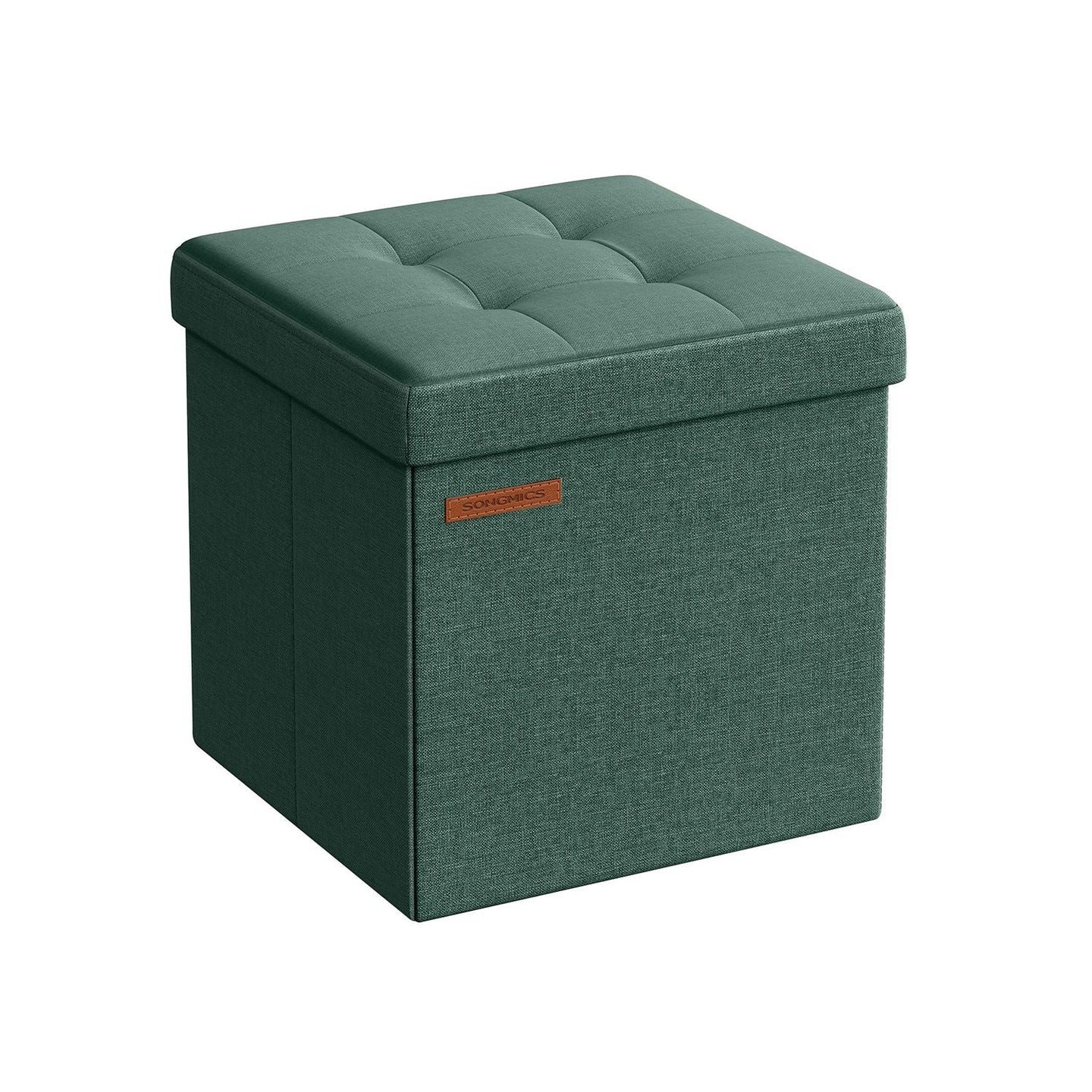 Storage Ottoman - Fabric - Retro Green - Foldable Design