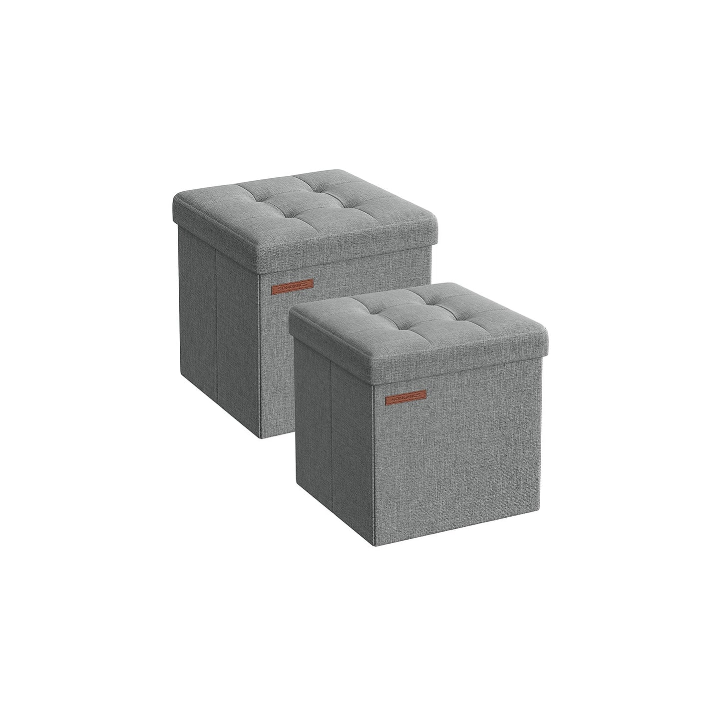 Foldable Storage Ottoman - Fabric - Light Grey