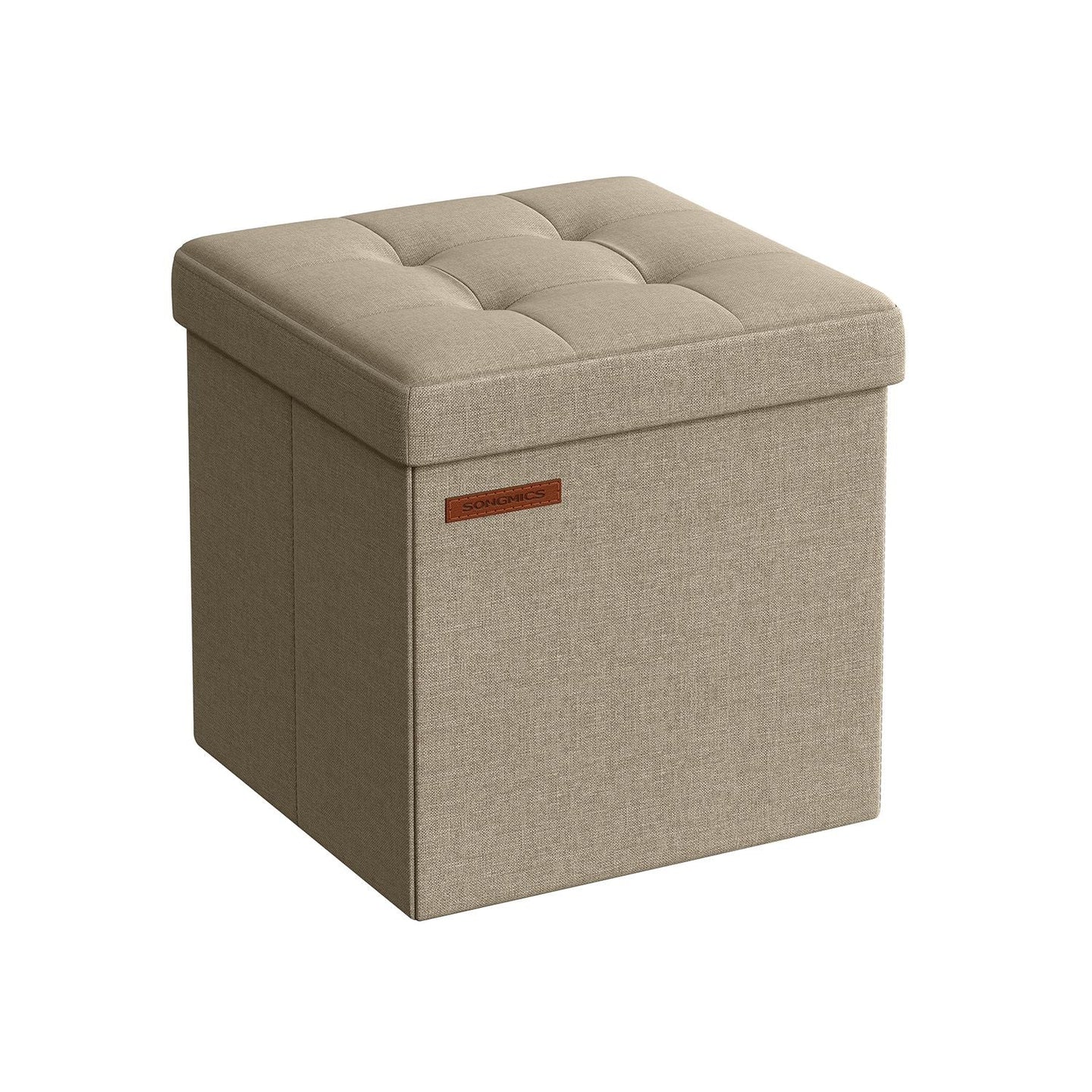 Foldable Storage Ottoman - Fabric - Camel Brown - Multi-functional Bench and Footrest