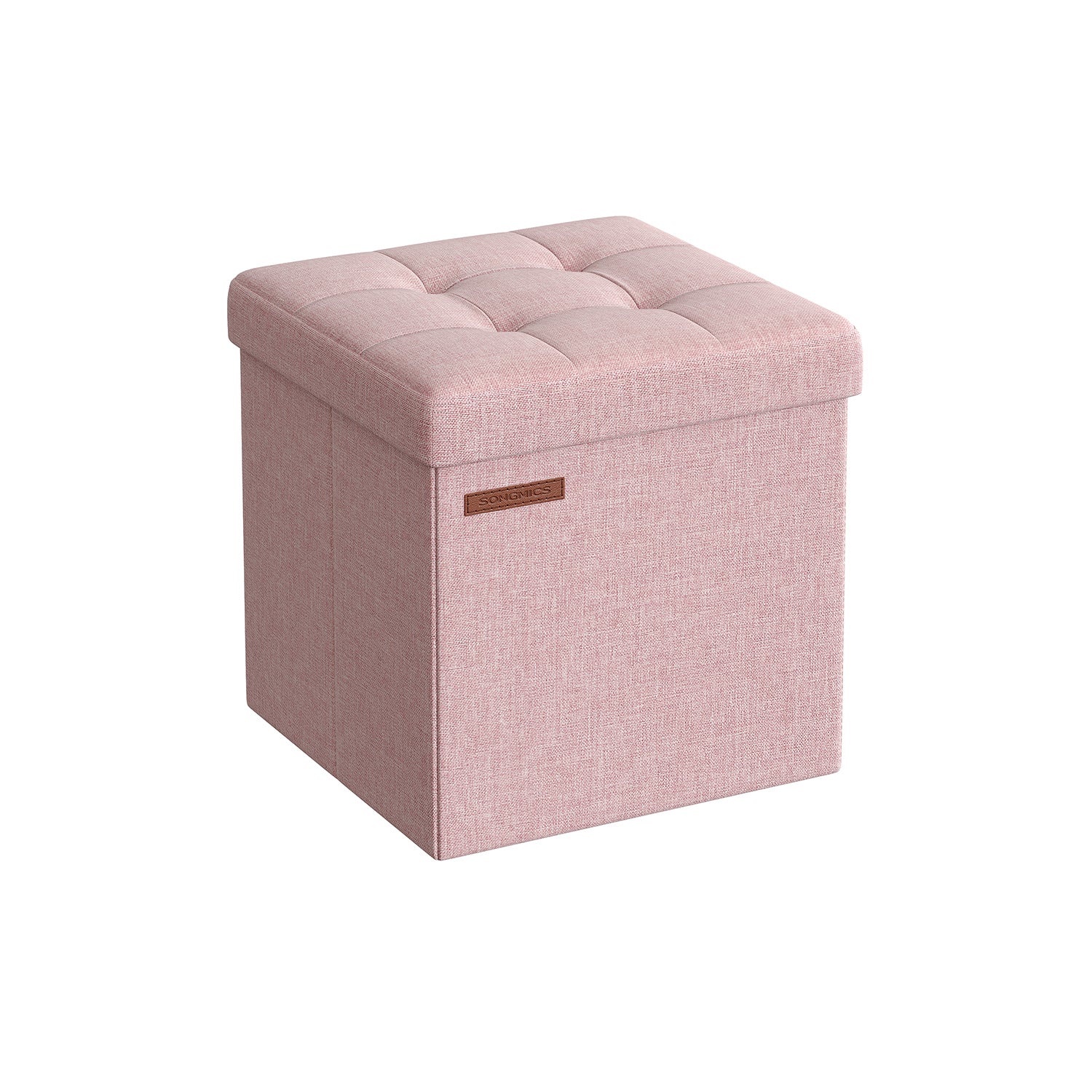 Foldable Storage Ottoman - Fabric - Jelly Pink - Versatile Footrest and Storage Solution